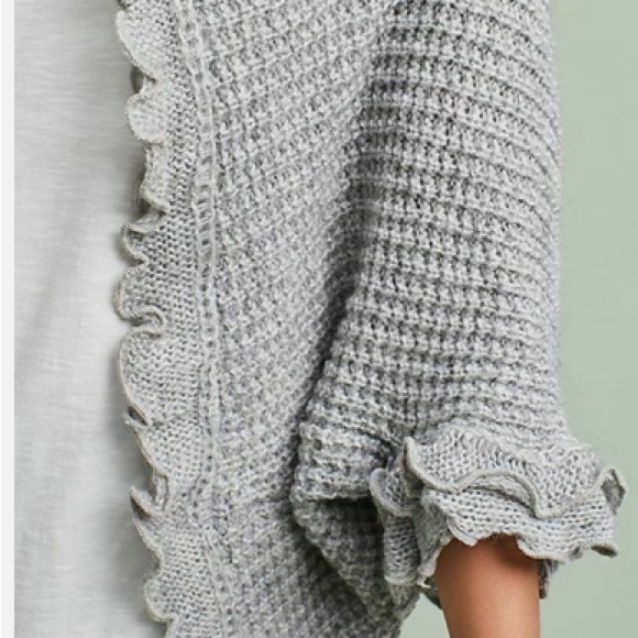 Anthropologie Moth Rocia Ruffle Trim Cardigan in Grey - Picture 3 of 12